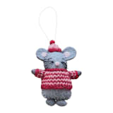 "Felt Animals with Knit Sweater Ornaments-Mouse" - Ornaments in gray by Global Goods Partners