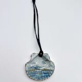 "Original Hand-Painted Natural Seashell Ornament, Blue, Gray & Gold" - Ornaments in blue by Nicoletta Savod