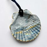 "Original Hand-Painted Natural Seashell Ornament, Blue, Gray & Gold" - Ornaments in blue by Nicoletta Savod