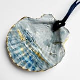 "Original Hand-Painted Natural Seashell Ornament, Blue, Gray & Gold" - Ornaments in blue by Nicoletta Savod