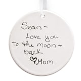 "Hand written note-photo upload Round Disc Ornament BR" - Ornaments in white by Colin Supple