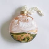 "4" Heavenly Sunset Landscape Disc Ornament - Rose Gold" - Ornaments in pink by Kristen Laczi