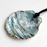 "Original Hand-Painted Natural Seashell Ornament, Slate Blue, White & Gold" - Ornaments in blue by Nicoletta Savod