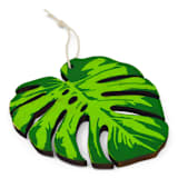 "Wood Silkscreen Monstera Leaf Ornament" - Ornaments in green by Shannon Broder