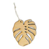 "Wood Silkscreen Monstera Leaf Ornament" - Ornaments in green by Shannon Broder