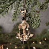 "Painted Wood Yoga Zebra Christmas Ornament" - Ornaments in black by Aahlada Chennupati
