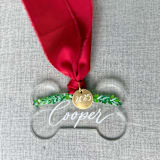 "Dog Bone Custom Christmas Ornament" - Ornaments in clear by Maria Ferrer G.