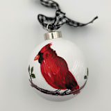 "Cardinal 3inch Ball Ceramic Ornament" - Ornaments in red by Sarah Hall