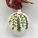 "Green Leaves Hand Painted Ornaments" - Ornaments in green by Sarah Hall