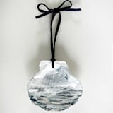 "Hand-Painted Natural Seashell Ornament, Slate & White" - Ornaments in gray by Nicoletta Savod