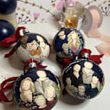 "Painted Christmas Ornament Family of 6" - Ornaments in blue by Hannah Laine Creates