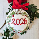 "Custom Name with 2026 Ceramic, Hand painted, Ornament" - Ornaments in multicolor by AlisonJerry