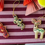 "Snake Embellished Christmas Ornament" - Ornaments in black by Jollity and Co