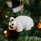 "Mini Tagua Ivory Panda Ornament" - Ornaments in beige by Aahlada Chennupati