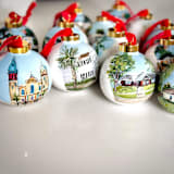 "Custom Hand-Painted Wedding Ornament" - Ornaments in white by Arohika Verma