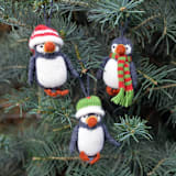 "Puffin Ornaments, set of 3" - Ornaments in multicolor by Melange Collection