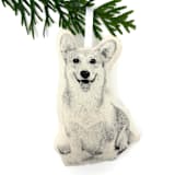 "Silkscreen Corgi Ornament" - Ornaments in beige by Broderpress