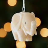 "Mini Tagua Ivory Elephant Ornament" - Ornaments in beige by Aahlada Chennupati