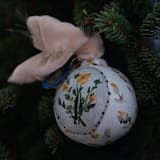 "Green and Blue Floral Customized Ornament" - Ornaments in multicolor by Lottie Aldarwish
