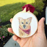 "Custom Flat Ceramic Portrait Ornament" - Ornaments in multicolor by Laura Kinsella