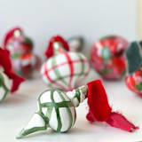 "Green Plant Cell Vintage Ornament with Red Ribbon" - Ornaments in green by Mary Gaspar