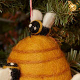 "Felt Bee Hive Ornament" - Ornaments in black by Aahlada Chennupati