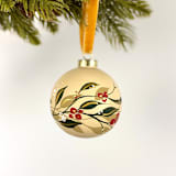 "Cream leaves and Berries - Large Round Ornament" - Ornaments in multicolorassorted-colors by Sara Swanson