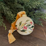 "Cream leaves and Berries - Large Round Ornament" - Ornaments in multicolorassorted-colors by Sara Swanson
