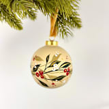 "Cream leaves and Berries - Large Round Ornament" - Ornaments in multicolorassorted-colors by Sara Swanson