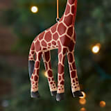 "Painted Wood Giraffe Christmas Ornament" - Ornaments in brown by Aahlada Chennupati