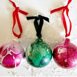 "3 Hand-dipped Marbleized  Ceramic Ornaments" - Ornaments in red by AlisonJerry