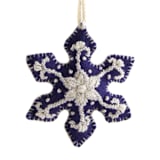 "Snowflake Embroidered Holiday Ornament" - Ornaments in purple by Global Goods Partners