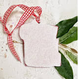 "Hand-made Clay Red Gift Bag Ornament" - Ornaments in red by AlisonJerry