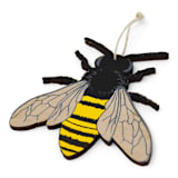 "Wooden Silkscreen Bee Ornament" - Ornaments in black by Shannon Broder