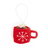 "Cozy Winter Ornaments-Hot Cocoa" - Ornaments in red by Global Goods Partners