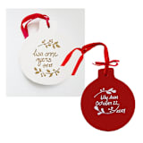 "Personalized Baby's 1st Christmas White or Red Ceramic Ornament" - Ornaments in white by AlisonJerry