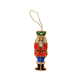 "Red & Blue Nutcracker Beaded Ornament" - Ornaments in red by Jollity and Co