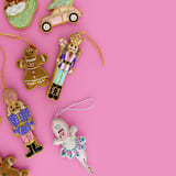 "Red & Blue Nutcracker Beaded Ornament" - Ornaments in red by Jollity and Co