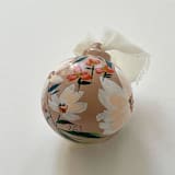 "Winter White Boho Floral Hand-painted Ceramic Ornament" - Ornaments in beige by Kara Aina
