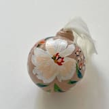 "Winter White Boho Floral Hand-painted Ceramic Ornament" - Ornaments in beige by Kara Aina
