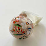 "Winter White Boho Floral Hand-painted Ceramic Ornament" - Ornaments in beige by Kara Aina