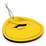 "Wooden Silkscreen Tortellini Pasta Ornament" - Ornaments in yellow by Broderpress