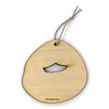 "Wooden Silkscreen Tortellini Pasta Ornament" - Ornaments in yellow by Broderpress