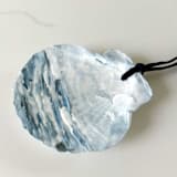 "Hand-Painted Natural Seashell Ornament, Indigo Blue & White" - Ornaments in blue by Nicoletta Savod