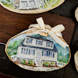 "Custom House Portrait Seashell Ornament" - Ornaments in multicolor by Laura Kinsella