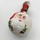 "Hand Painted Santa 3inch Ornament" - Ornaments in red by Sarah Hall