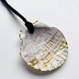 "Original Hand-Painted Natural Seashell Ornament, Blush, Gold & Gray" - Ornaments in pink by Nicoletta Savod