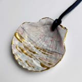 "Original Hand-Painted Natural Seashell Ornament, Blush, Gold & Gray" - Ornaments in pink by Nicoletta Savod