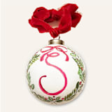 "Personalized  Botanical Wreath Ceramic Ornament" - Ornaments in green by AlisonJerry