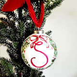 "Personalized  Botanical Wreath Ceramic Ornament" - Ornaments in green by AlisonJerry